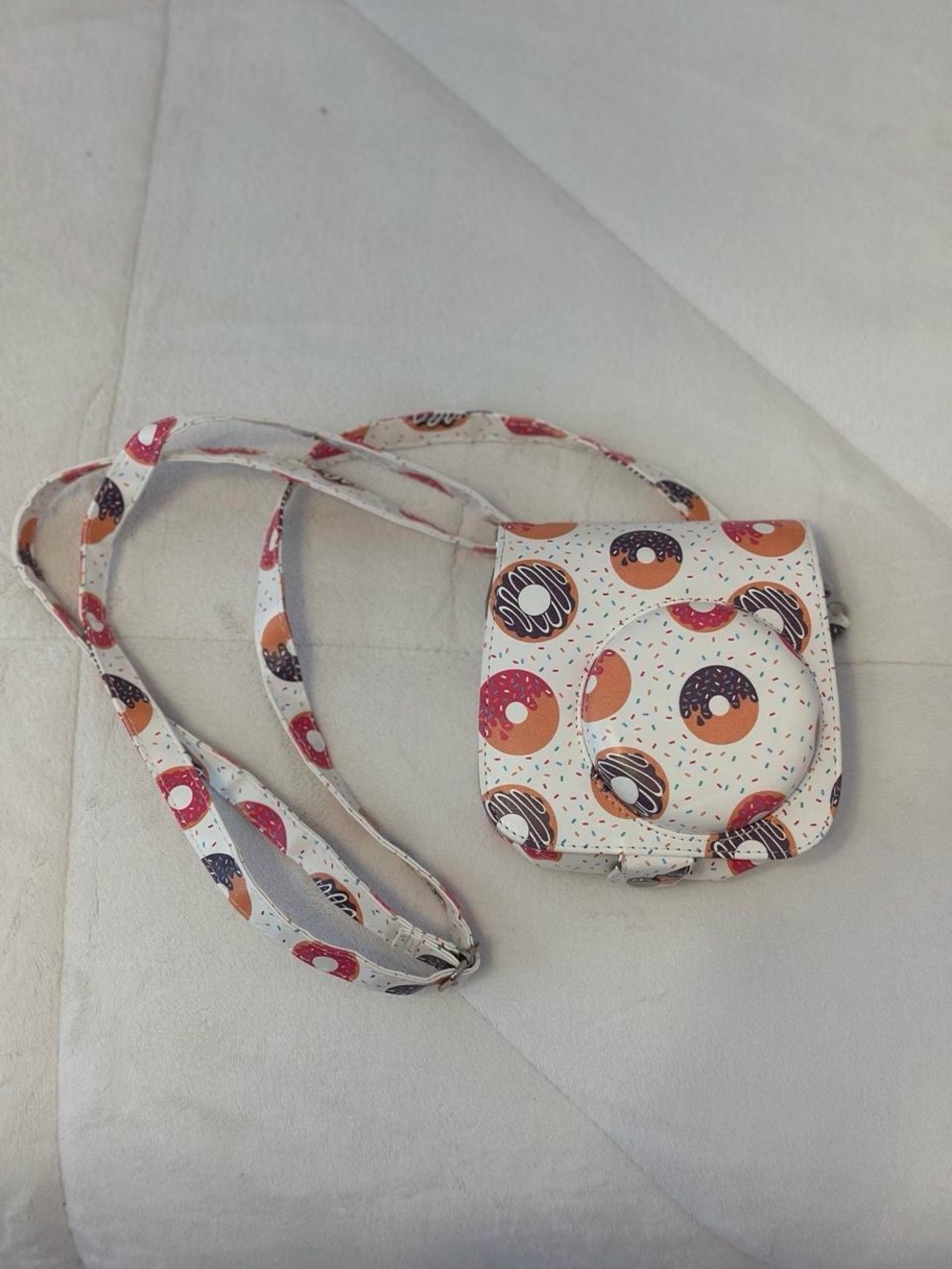 Kids Donut Print Crossbody Bag - White/Pink/Orange